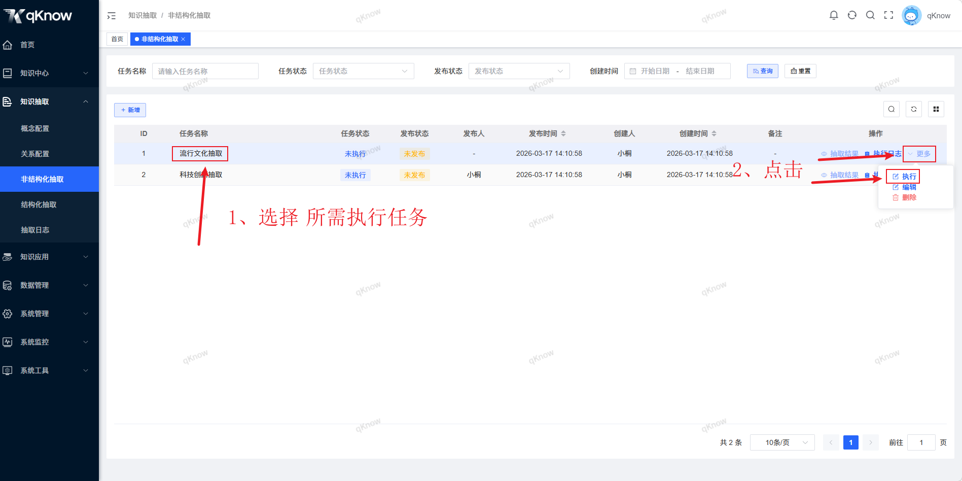 执行抽取任务